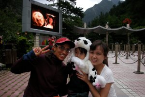 Larke Williams, SIS/MA '09, left, with friends in China.